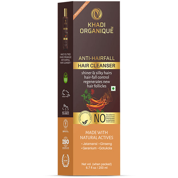 Khadi Organique Anti Hair Fall Cleanser/Shampoo - SLS And Paraben Free-200 ml