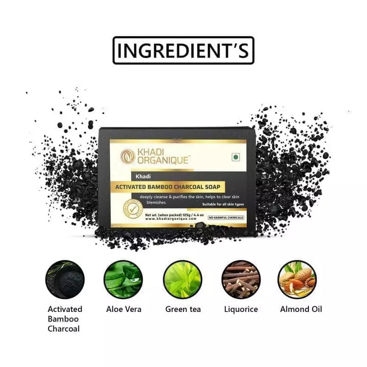 KHADI ORGANIQUE ACTIVATED BAMBOO CHARCOAL SOAP