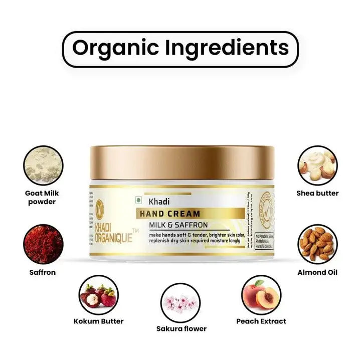 Milk & saffron hand cream ingredients
